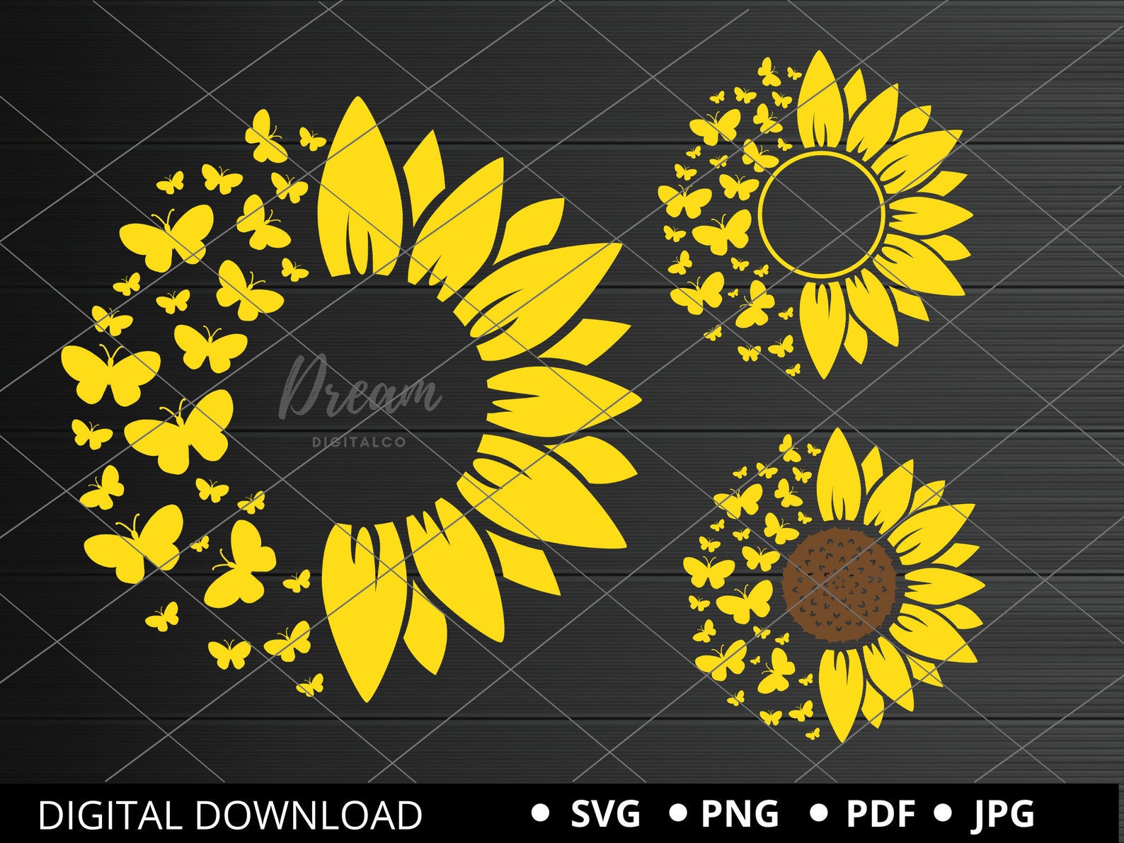 106 Butterfly Sunflower Svg SVG PNG EPS DXF File