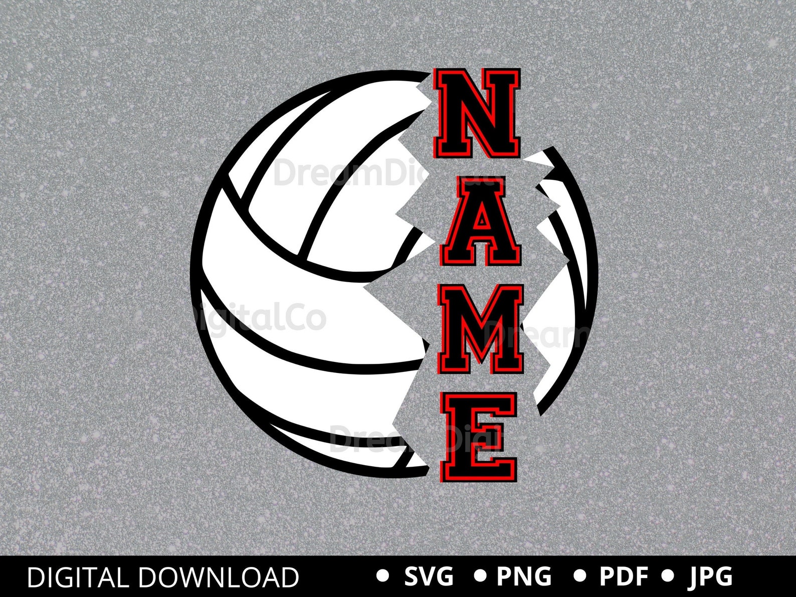 Volleyball SVG Volleyball Split Monogram Svg Volleyball Name Etsy
