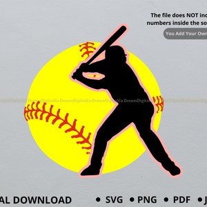 Softball SVG, Softball clipart, Softball Mom svg, Softball player svg, Sports Mom Cut Files, Baseball Cut File Sports Clip Art Softball PNG