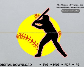 Softball SVG, Softball clipart, Softball Mom svg, Softball player svg, Sports Mom Cut Files, Baseball Cut File Sports Clip Art Softball PNG