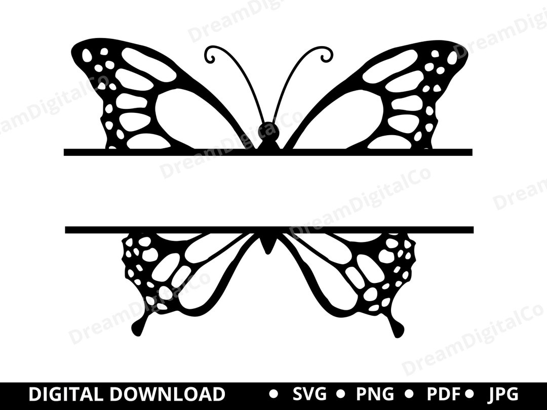 Butterfly SVG, Butterfly Split Monogram PNG, Butterfly Clipart