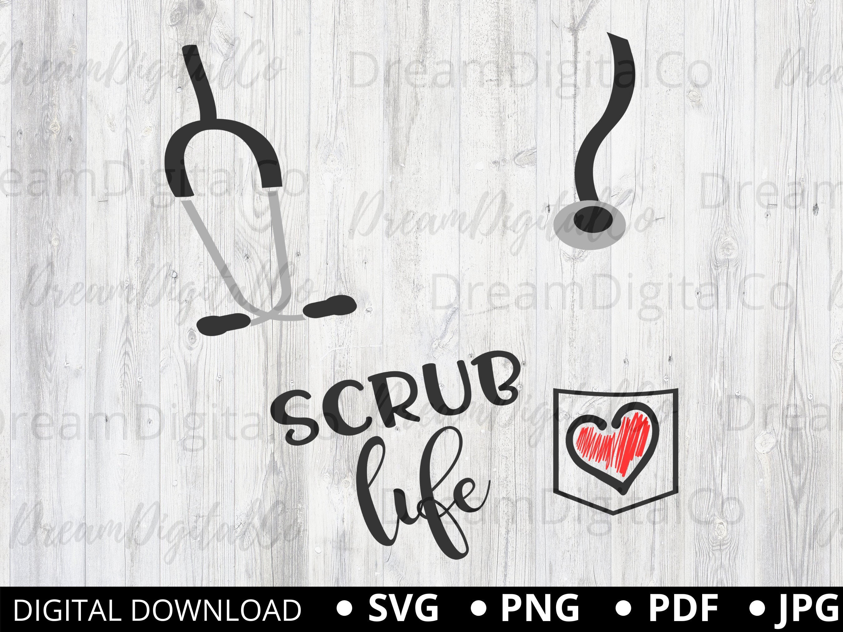 Scrub Life with Stethoscope and Pocket SVG Nurse Digital Etsy