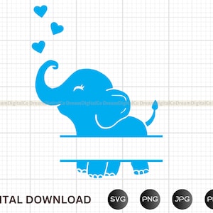 DIY-Baby-Elefant-Svg Baby-Elefant-Monogramm-Svg Elefant-Baby-Dusche-Junge-Mädchen-Shirt Aufkleber Niedlicher Elefant PNG SVG-Schnittdatei Cricut Silhouette