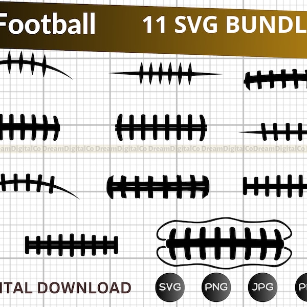 Football laces svg bundle, Football laces, Football stitches Clipart, Football seams cut file for shirt, for Cutting Machine, Football PNG