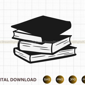 Stack of books SVG, Book PNG, Reading Clipart, Book Lover,  Writer Cut Files, Library Svg Design, School Svg