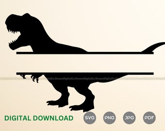 DIY Tyrannosaurus Rex Svg, T-Rex Dinosaur diy Split Name Frame, T-Rex Svg, Dinosaur Clipart png, Kids Dinosaur Svg,  Dino Svg Cut Files