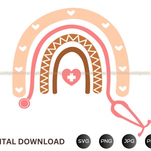 DIY Rainbow Stethoscope Svg, Essential Worker, Doctor Svg, Nurse Svg, CNA Stethoscope Clipart Vector Shirt Stethoscope PNG Cut file