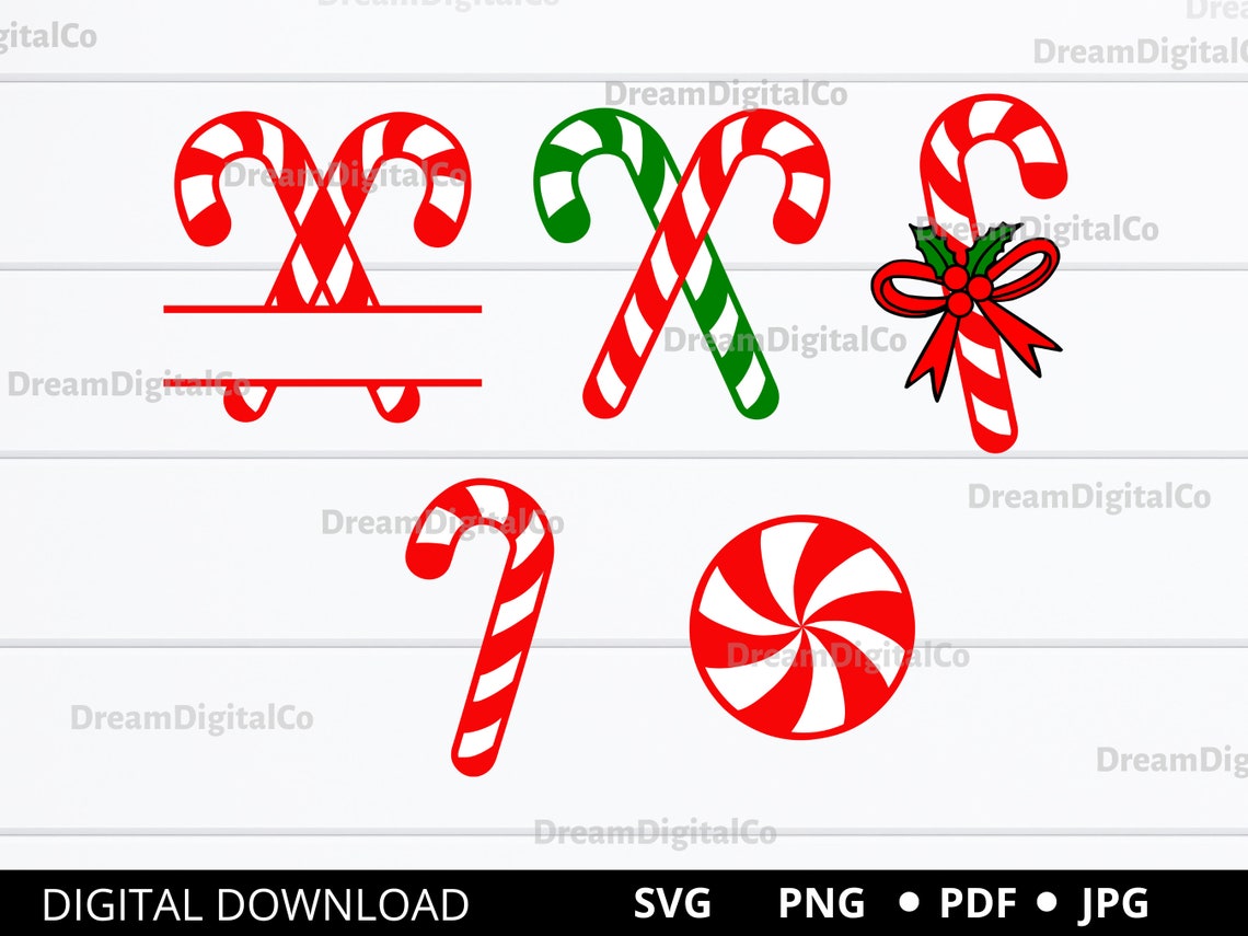 DIY Christmas Peppermint Candy Cane Svg, Holiday Candy, Candy Cane With ...