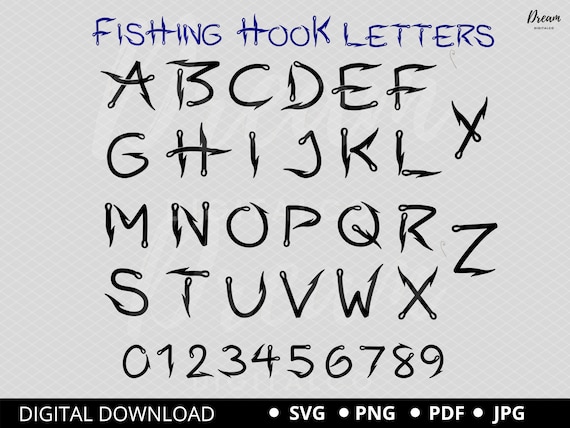 Fish Hook Fishing SVG Font, Fish Hooks Letters PNG, Hook Fishing Alphabet,  Fishing Letters Png Svg Cut File for Cricut & Silhouette Clipart -   Canada