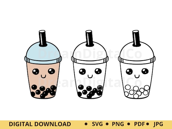 Bubble Tea SVG Cute Boba Tea Lover Kawaii Drink Kids Shirt Design Boba Tea  Cut File for Cricut Silhouette Vinyl Decal 