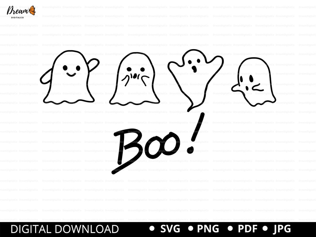 Ghost Svg, Boo Svg, Cute Ghost Clipart, Spooky Svg, Ghost Boo Svg