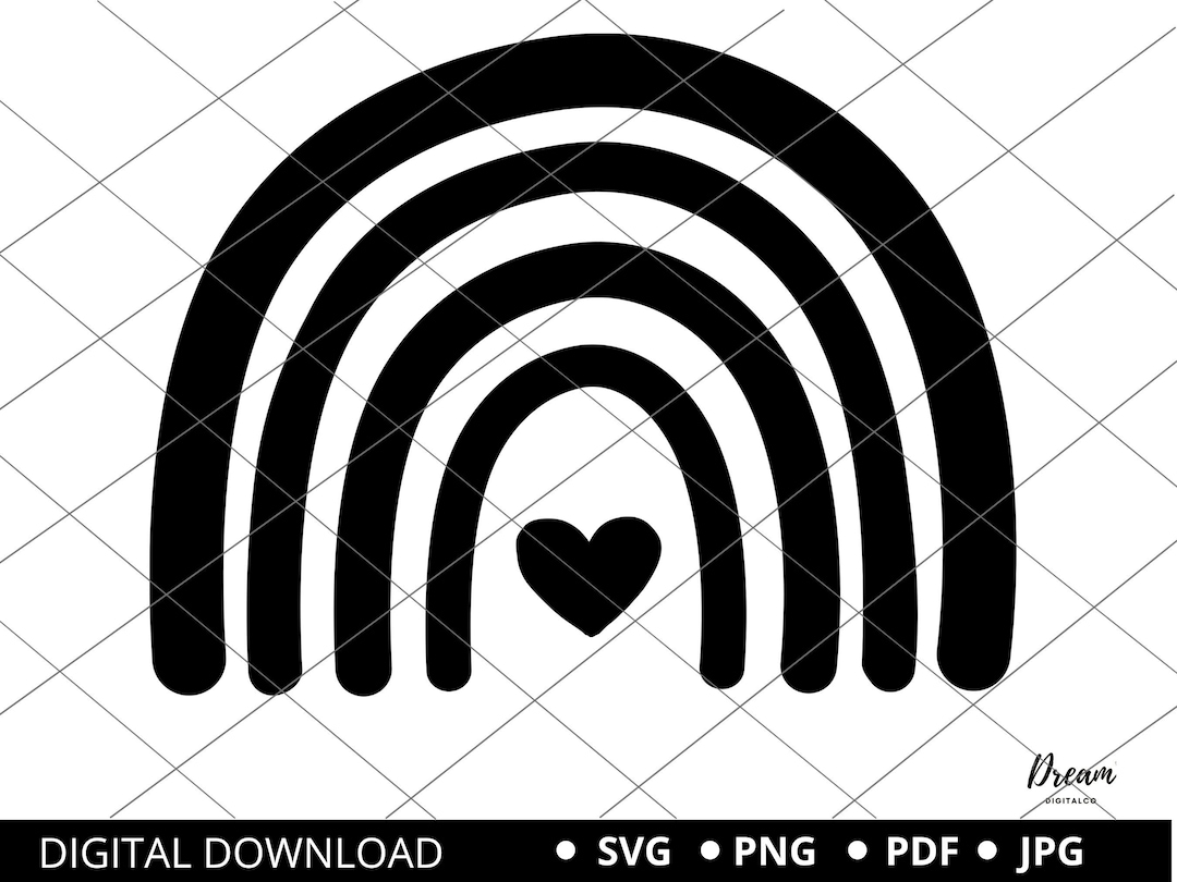 Rainbow With Heart SVG, Boho Rainbow Png Svg Cut File for Cricut ...