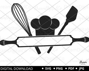 Cuisson au four SVG, bricolage cuisson monogramme SVG, cuisine, cuisine ustensiles de cuisson Svg, cuisine Svg, cuisson png svg coupe fichier pour Cricut Silhouette