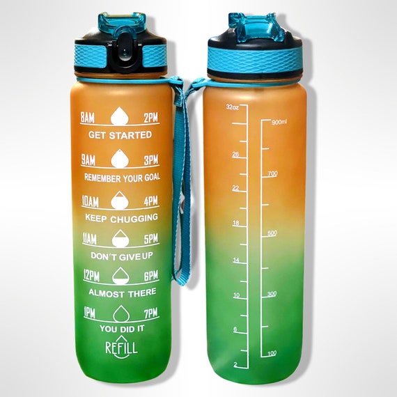 Kids Leakproof 22 oz Motivational Water Bottle with Straw & Time