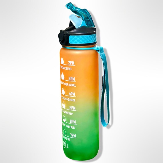 32oz Water Bottle with Time Marker & Straw lid for Gym