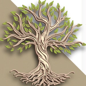 Albero della vita 3D multistrato SVG/ File di taglio dell'albero della vita/ Livello 3D/ Taglio del compensato/ Taglio della carta/ File SVG/ Compensato mandala 3D