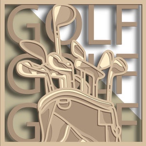 Golf 3D multicouche SVG/ Fichier de coupe de golf/ Couche 3D/ Découpe de contreplaqué/ Découpe de papier/ Fichier SVG/ Contreplaqué de mandala 3D