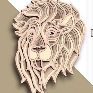 3D Lion multilayer SVG/ Lion cut file/ 3D layer/ Plywood cutting/ Paper cutting/ SVG file/ 3D mandala plywood