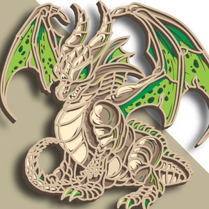 Dragon multilayer SVG/ Dragon cut file/ 3D layer/ Plywood cutting/ Paper cutting/ SVG file/ 3D mandala plywood