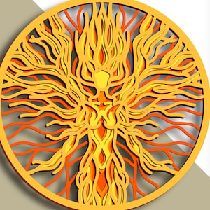 3D Tree of Life multilayer SVG/ Tree of Life cut file/ 3D layer/ Plywood cutting/ Paper cutting/ SVG file/ 3D mandala plywood
