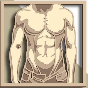 Corpo di uomo 3D multistrato SVG/ File di taglio corpo uomo/ Strato 3D/ Taglio compensato/ Taglio carta/ File SVG/ Compensato mandala 3D