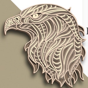 3D Eagle multilayer SVG/ Eagle cut file/ 3D layer/ Plywood cutting/ Paper cutting/ SVG file/ 3D mandala plywood