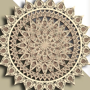 Mandala multistrato SVG/ File di taglio mandala/ Strato 3D/ Taglio compensato/ Taglio carta/ File SVG/ Compensato mandala 3D