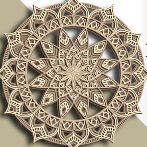 Mandala 3D multistrato SVG/ File di taglio Mandala/ Strato 3D/ Taglio del compensato/ Taglio della carta/ File SVG/ Compensato mandala 3D