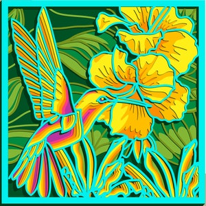 3D Hummingbird multilayer SVG/ Hummingbird cut file/ 3D layer/ Plywood cutting/ Paper cutting/ SVG file/ 3D mandala plywood