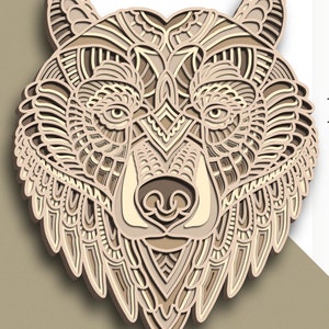 3D Bear multilayer SVG/ Bear cut file/ 3D layer/ Plywood cutting/ Paper cutting/ SVG file/ 3D mandala plywood