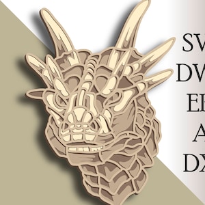 3D Dragon multilayer SVG/ Dragon cut file/ 3D layer/ Plywood cutting/ Paper cutting/ SVG file/ 3D mandala plywood