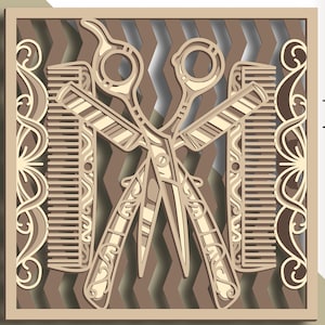 3D Hairdresser multilayer SVG/ Hairdresser cut file/ 3D layer/ Plywood cutting/ Paper cutting/ SVG file/ 3D mandala plywood