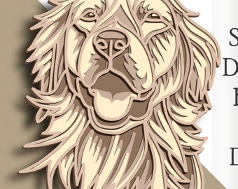 3D Golden Retriever Layered SVG: Laser Cut File (Digital Download)