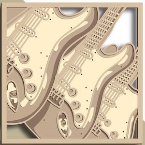 3D Gitarre SVG/ Gitarre schneiden Datei/ 3D Schicht, Sperrholz schneiden, Papier schneiden, SVG, 3D Mandala Sperrholz