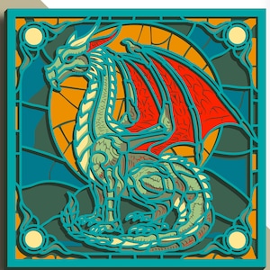 SVG multicouche Dragon/ Fichier découpé Dragon/ Couche 3D/ Découpe de contreplaqué/ Découpe de papier/ Fichier SVG/ Contreplaqué mandala 3D