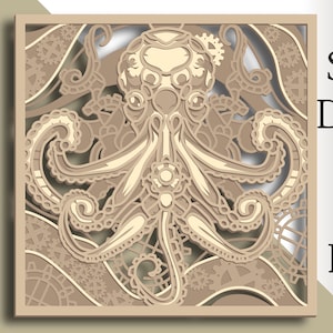 Oktopus 3D Datei / 3D Schnittmuster / 3D Datei / Papierschnitt / Sperrholz geschnitten / 3D Mandala Sperrholz