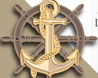 3D Anchor Mandala SVG: Multilayer Cut File (Digital Download)