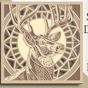 3D Deer multilayer SVG/ Deer cut file/ 3D layer/ Plywood cutting/ Paper cutting/ SVG file/ 3D mandala plywood