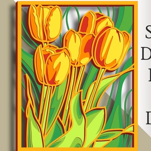 Tulipano multistrato SVG/ File di taglio tulipano/ Strato 3D/ Taglio compensato/ Taglio carta/ File SVG/ Compensato mandala 3D
