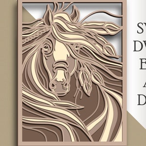 Cavallo 3D multistrato SVG/ File di taglio cavallo/ Strato 3D/ Taglio compensato/ Taglio carta/ File SVG/ Compensato mandala 3D