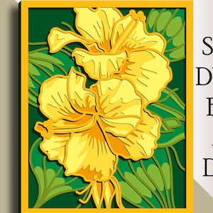 3D Hibiscus 3D multilayer SVG/ Hibiscus Zentangle cut file/ 3D layer/ Plywood cutting/ Paper cutting/ SVG file/ 3D mandala plywood