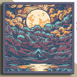 3D Landscape multilayer SVG/ Landscape cut file/ 3D layer/ Plywood cutting/ Paper cutting/ SVG file/ 3D mandala plywood