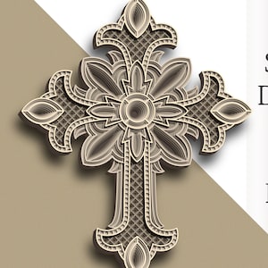 3D Cross multilayer SVG/ Cross cut file/ 3D layer/ Plywood cutting/ Paper cutting/ SVG file/ 3D mandala plywood