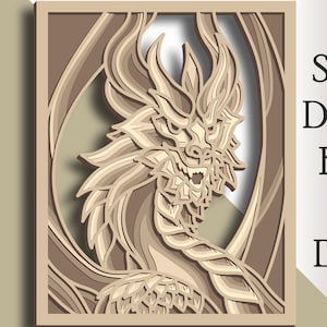 Dragon multilayer SVG/ Dragon cut file/ 3D layer/ Plywood cutting/ Paper cutting/ SVG file/ 3D mandala plywood
