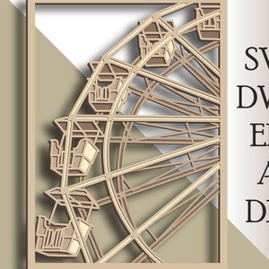 観覧車の多層SVG。レーザーカットファイル。レイヤー構造。合板の切断。CNC。マンダラ合板