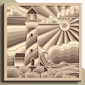 3D Lighthouse multilayer SVG/ Lighthouse cut file/ 3D layer/ Plywood cutting/ Paper cutting/ SVG file/ 3D mandala plywood