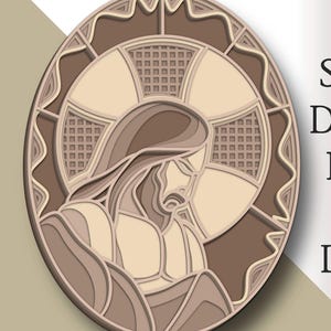 Jesús 3D multicapa SVG/Archivo de corte de Jesús/Capa 3D/Corte de madera contrachapada/Corte de papel/Archivo SVG/Mandala 3D de madera contrachapada