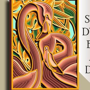 Flamingo 3D multilayer SVG/ Flamingo 3D Schnittdatei/ Sperrholzschnitt/ Papierschnitt/ SVG-Datei/ 3D Mandala Sperrholz