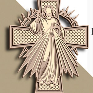 Divina Misericordia SVG multicapa/ Archivo de corte Divina Misericordia/ Capa 3D/ Corte de madera contrachapada/ Corte de papel/ Archivo SVG/ Mandala 3D de madera contrachapada