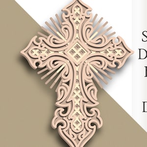 3D-Schicht Kreuz SVG: Laser geschnitten Datei, Mandala-Design (digitaler Download)